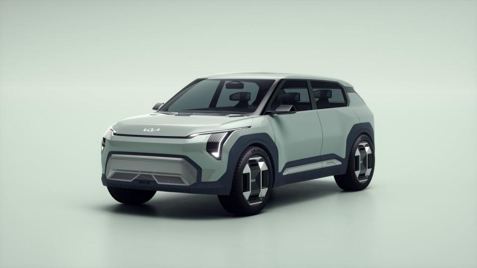 kia ev3 concept in light green