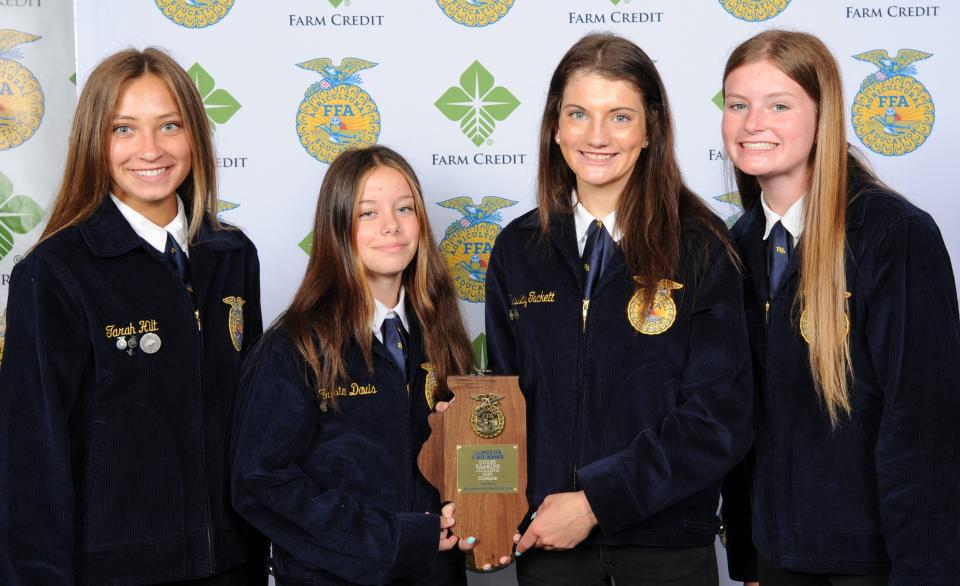 Olympia FFA members who were recognized for winning the state Horse Evaluation CDE from left: Tarah Hilt, Trista Davis, Kassidy Tackett and Elizabeth Shaffer.