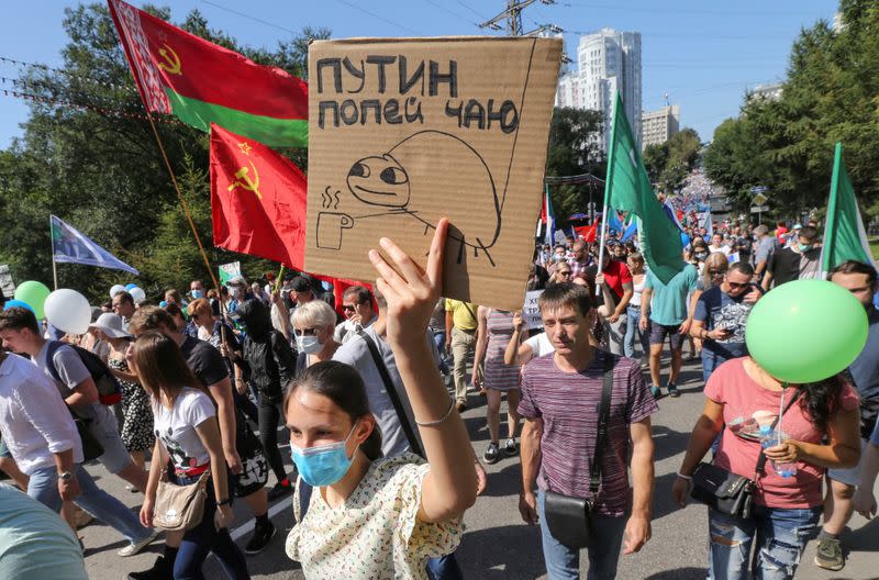 People take part in rally to support former regional governor Sergei Furgal in Khabarovsk