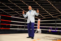 <p>Dave Siev, head coach and president of NYPD Fighting Finest Boxing Team poses for a photo before the start of festivities at the NYPD Boxing Championships at the Hulu Theater at Madison Square Garden on March 15, 2018. (Gordon Donovan/Yahoo News) </p>