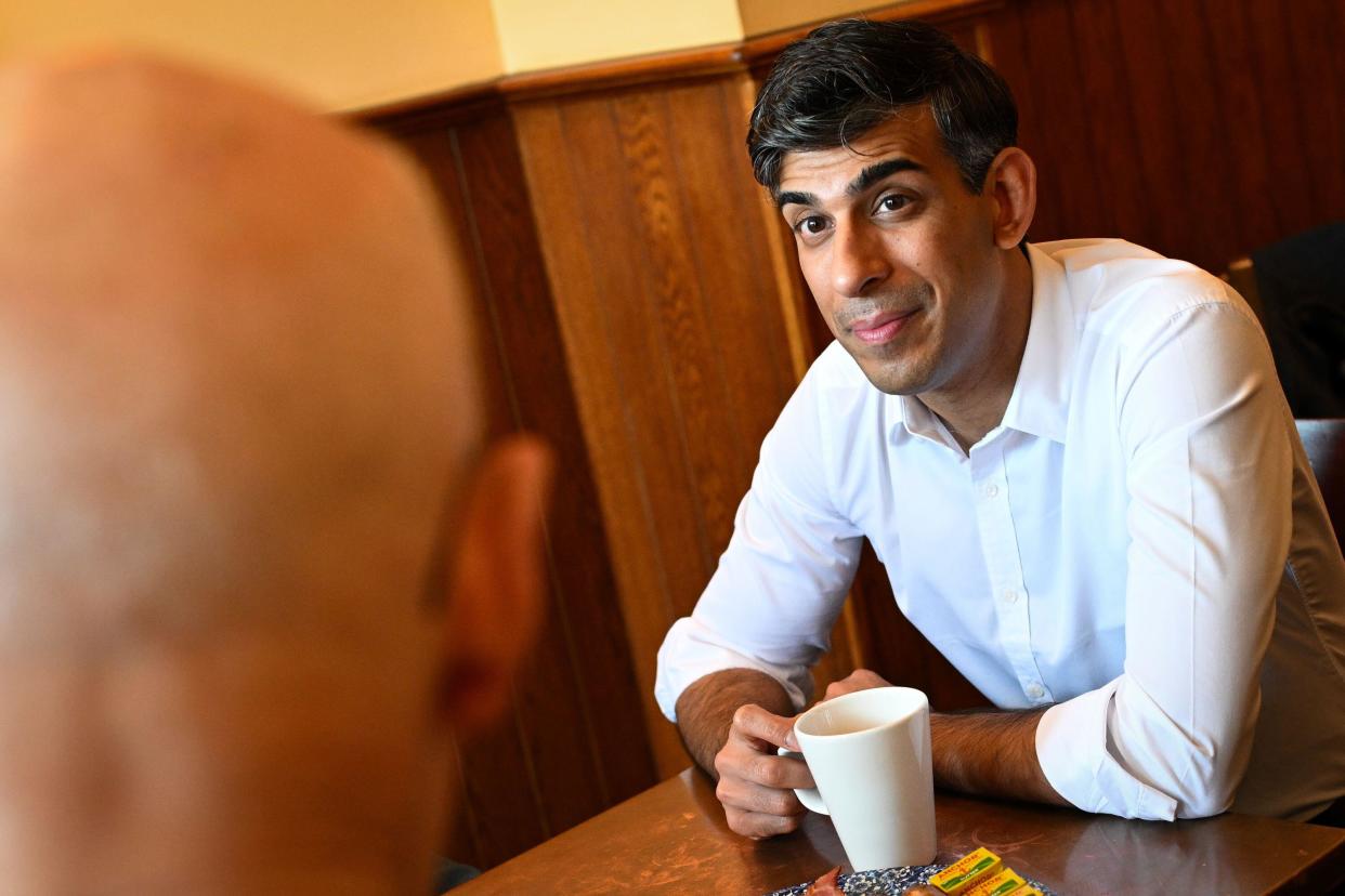 Prime Minister Rishi Sunak meeting veterans at a community breakfast in his constituency in Northallerton, North Yorkshire, while on the General Election campaign trail. Picture date: Saturday May 25, 2024.