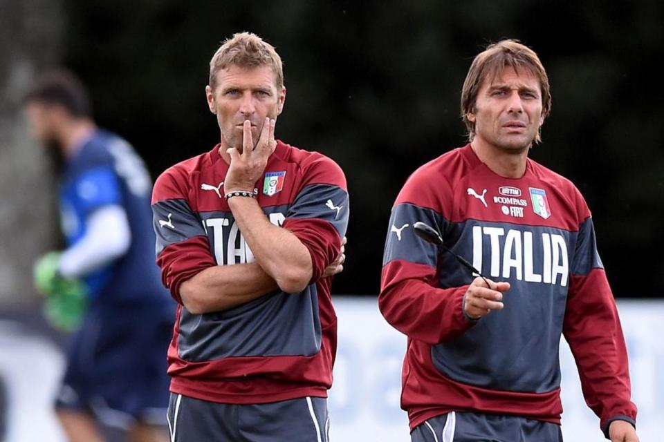 Flashback | Carrera and Conte during an Italy training session in 2014 Photo: Claudio Villa/Getty Images