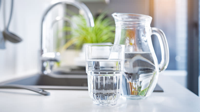 glass and pitcher of water