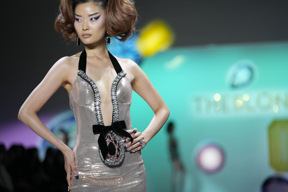 The Blonds collection is modeled during Fashion Week, Wednesday, Feb. 15, 2023, in New York. (AP Photo/Mary Altaffer)