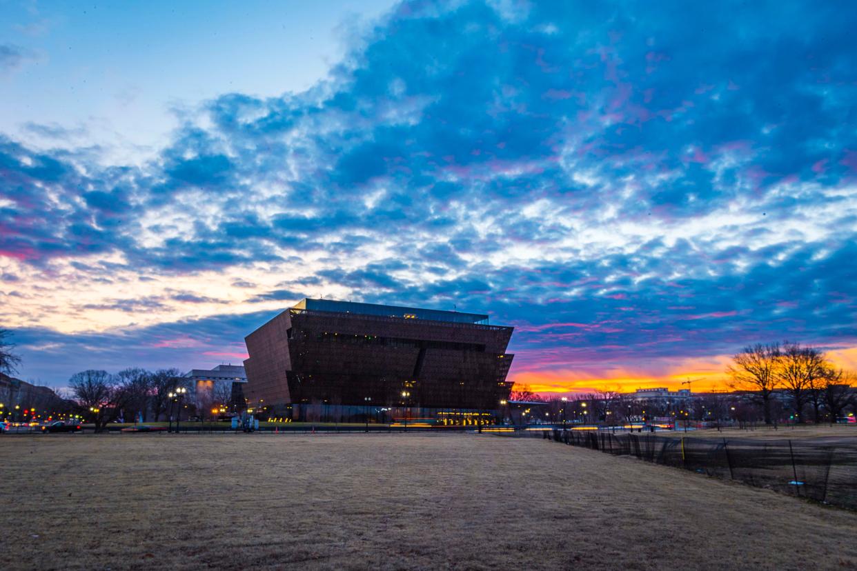 Facing the rising sun on Jan. 13, 2017, the National Museum of African American History and Culture in Washington, D.C.