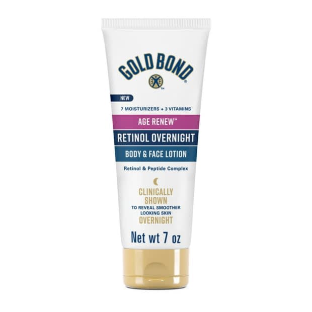 Gold Bond Age Renew Retinol Overnight Body & Face Lotion, $12, <a href="https://shop-links.co/1793139889725666931" rel="nofollow noopener" target="_blank" data-ylk="slk:available here;elm:context_link;itc:0;sec:content-canvas" class="link ">available here</a>.<p>Photo: Courtesy of Gold Bond</p>