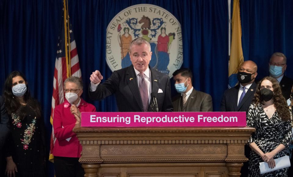 New Jersey Governor Phil Murphy announces his plans to renew his push to make abortions free in New Jersey, a proposal that failed last year, and to start a "health access fund"  for abortion training and security in an effort to make New Jersey a sanctuary for reproductive care, during a press conference held at the Office of the Governor in Trenton, NJ on Wednesday, May 11, 2022.