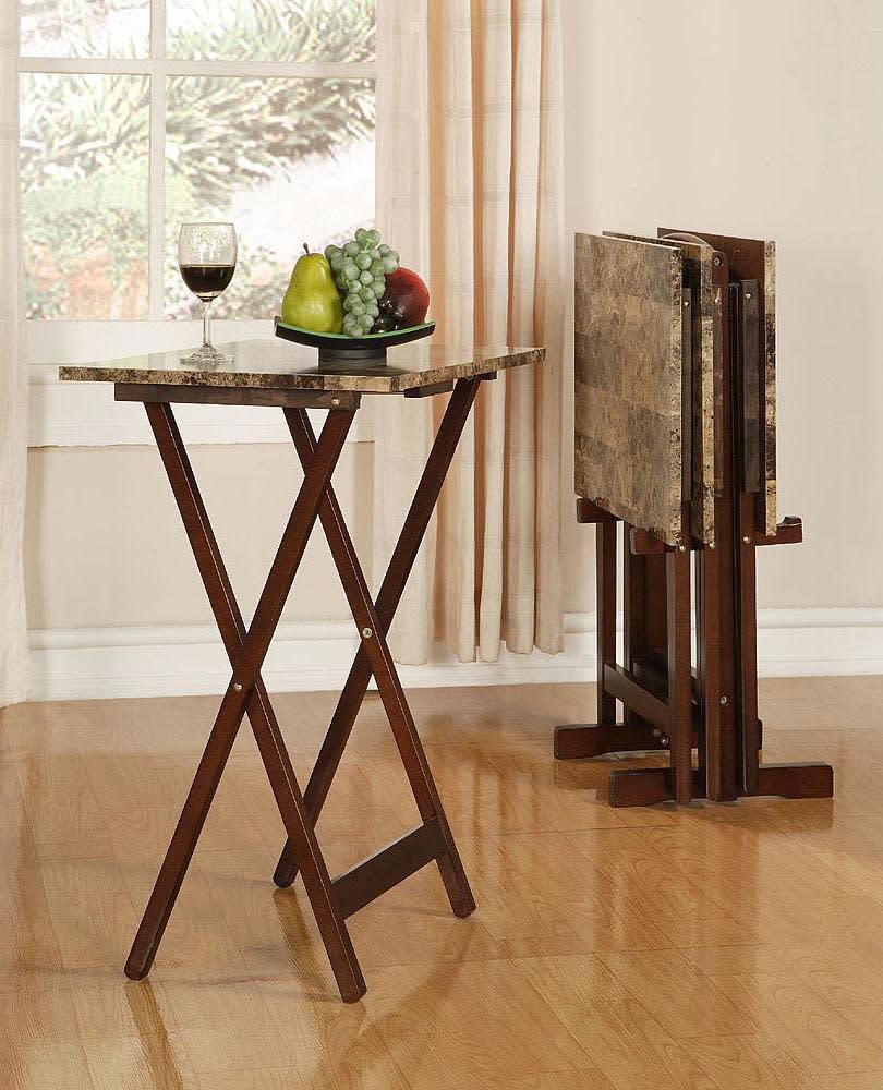 Fold Out Tray Marble Table Set, $89.99 at <a href="http://www.kmart.com/tray-table-set-faux-marble-brown/p-021V005959544000P?prdNo=22&amp;blockNo=22&amp;blockType=G22" target="_blank">Kmart</a>