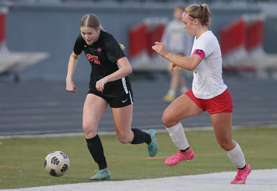 Freshman Kiersten Hinson has played forward, midfielder and defender for the Ames girls soccer team this season.