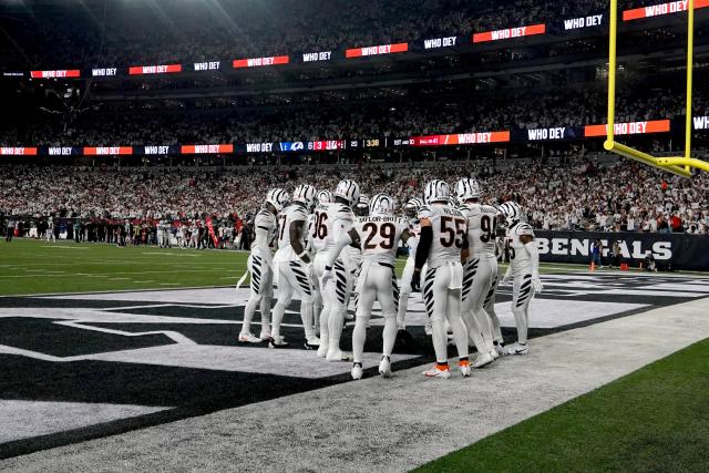 Cincinnati Bengals player scelebrate after an interception by