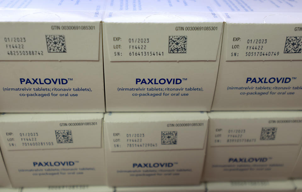 PEMBROKE PINES, FLORIDA - JULY 07: In this photo illustration, boxes of Pfizer's Paxlovid are ready for customers at the Rise N Shine Pharmacy on July 07, 2022 in Pembroke Pines, Florida. The US Food and Drug Administration revised the emergency use authorization for Paxlovid, Pfizer's Covid-19 antiviral treatment, to allow state-licensed pharmacists to prescribe the treatment to people. (Photo by Joe Raedle/Getty Images)