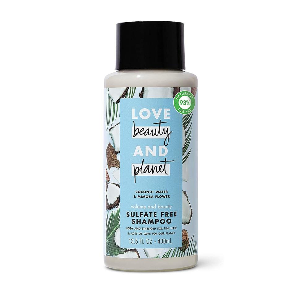 Coconut water and mimosa flower work together to provide volume and gently cleanse your hair. If your strands need a body boost, this sulfate-free shampoo will get the job done. <br /><br /><strong>Promising review:</strong> "I would give <strong>six stars if it were possible.</strong> I have fine hair. <strong>This shampoo leaves my hair light and clean. It doesn't dry it out, and it doesn't weigh it down.</strong> It smells great, a little like coconut with a hint of citrus, not cloying or perfume-y. And surprisingly, <strong>my wet hair is a bit easier to run the comb through than with my other shampoos.</strong> For years I've used a terrific salon product, quite expensive, but with COVID it became unavailable so I figured I'd try something new. Like my salon shampoo, this one is concentrated so you don't need to use much. Even the container is well made with a sturdy cap and a chunky container that is less likely to topple from a shower caddy. And I appreciate the environmentally friendly features. Most of all, though, I'm really happy with what it does to my hair." &mdash; <a href="https://amzn.to/3uTOM2U" target="_blank" rel="nofollow noopener noreferrer" data-skimlinks-tracking="5735076" data-vars-affiliate="Amazon" data-vars-href="https://www.amazon.com/gp/customer-reviews/R21DXQ66HKZYFC?tag=bfnusrat-20&amp;ascsubtag=5735076%2C12%2C27%2Cmobile_web%2C0%2C0%2C15806818" data-vars-keywords="cleaning" data-vars-link-id="15806818" data-vars-price="" data-vars-product-id="16766185" data-vars-retailers="Amazon">Sam</a>﻿<br /><br /><strong>Get it from Amazon for <a href="https://amzn.to/3ghl97O" target="_blank" rel="nofollow noopener noreferrer" data-skimlinks-tracking="5735076" data-vars-affiliate="Amazon" data-vars-asin="B07GSQR22B" data-vars-href="https://www.amazon.com/dp/B07GSQR22B?tag=bfnusrat-20&amp;ascsubtag=5735076%2C12%2C27%2Cmobile_web%2C0%2C0%2C15806852" data-vars-keywords="cleaning" data-vars-link-id="15806852" data-vars-price="" data-vars-product-id="16755130" data-vars-product-img="https://m.media-amazon.com/images/I/41RtW5Il1hL.jpg" data-vars-product-title="Love Beauty And Planet Volume and Bounty Sulfate-free Thickening Shampoo For Thin and Fine Hair Care Coconut Water &amp; Mimosa Flower Silicone-free, Vegan 13.5 oz" data-vars-retailers="Amazon">$6.28</a>.</strong>