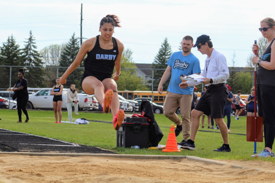 Hilliard Darby senior Katlyn Delgado-Heaberlin, a first-year track competitor, won the long jump in the Panther Invitational.