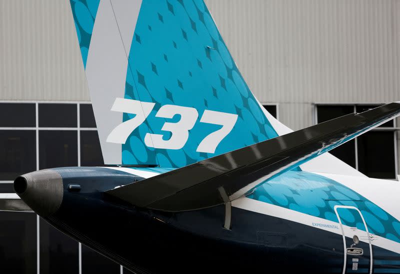 FILE PHOTO: The first Boeing 737 MAX 7 is unveiled in Renton