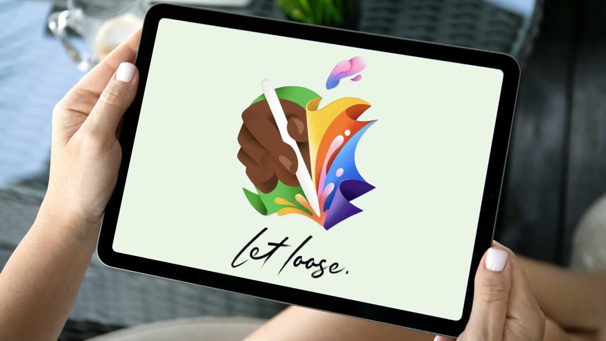  IPad showing invite graphic for Apple's iPad 'Let Loose' event. 