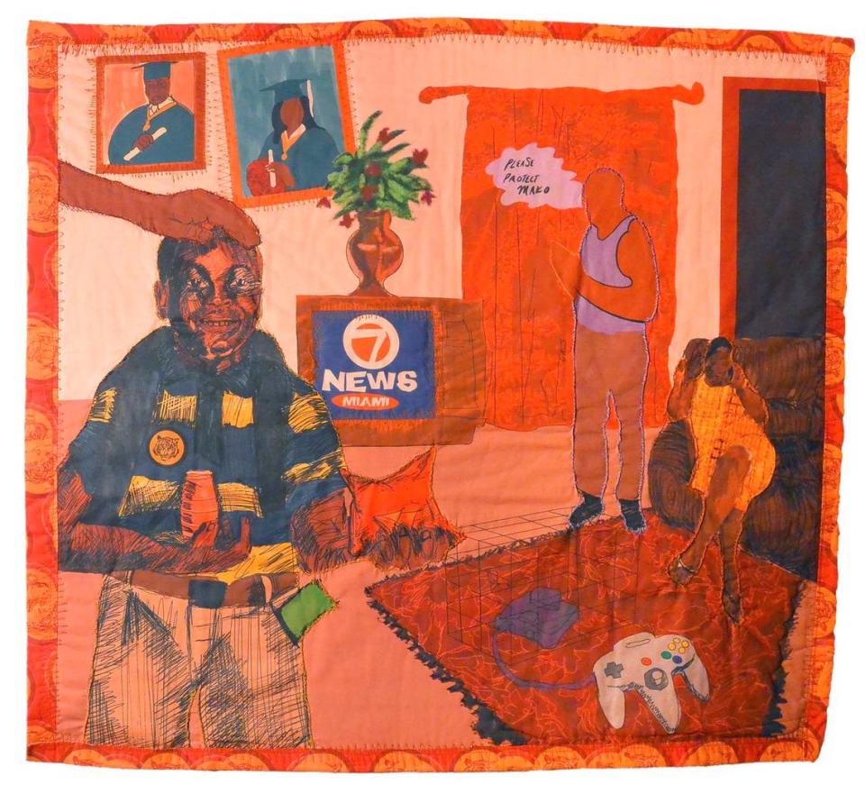 Mark Fleuridor, Adventures of Mako #1 (2020). Quilt. Courtesy of artist and PRIZM Art Fair.