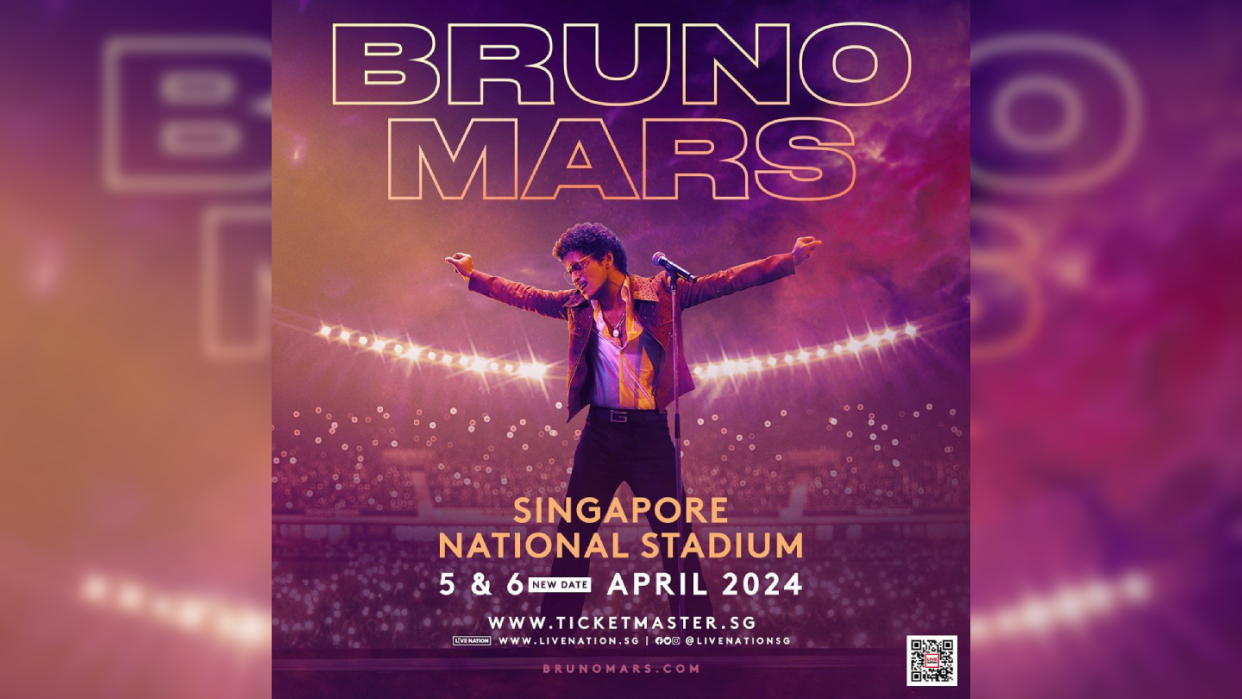 Bruno Mars concert announcement. (Photo: Live Nation Singapore/Instagram)