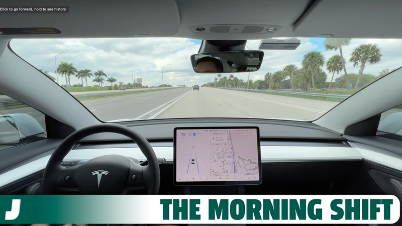 A Tesla Model 3 with Autopilot engaged.