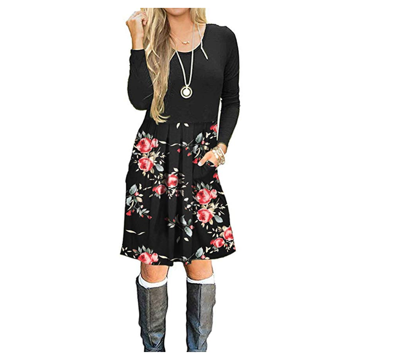 8) Long Sleeve Swing Dress