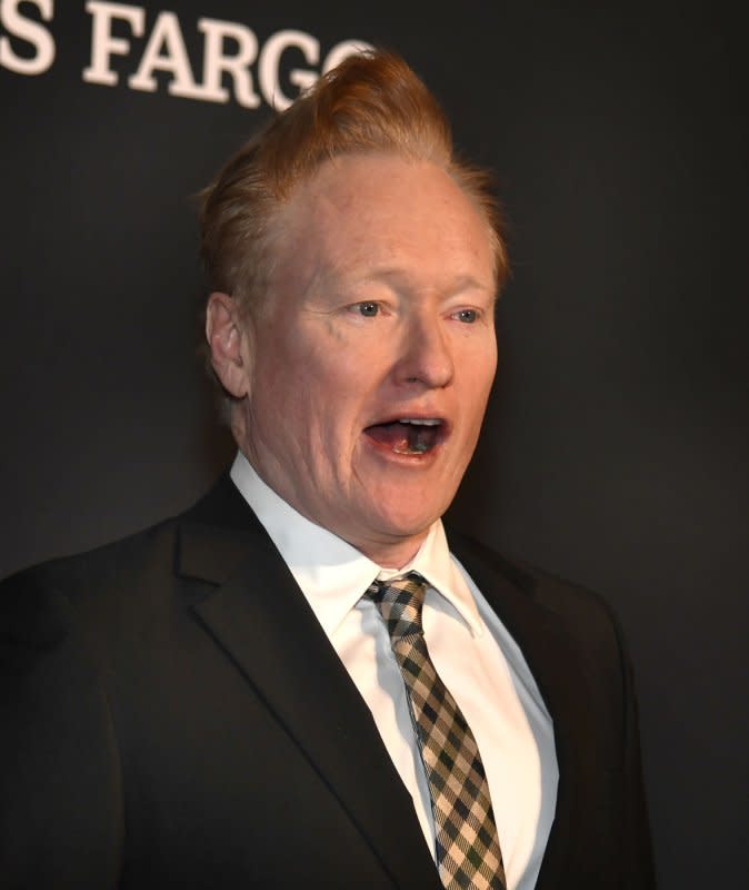 Conan O'Brien arrives on the red carpet for the 2023 Kennedy Center Mark Twain Prize for American Humor gala evening in Washington, D.C., on March 19. The comedian turns 61 on April 18. File Photo by Mike Theiler/UPI