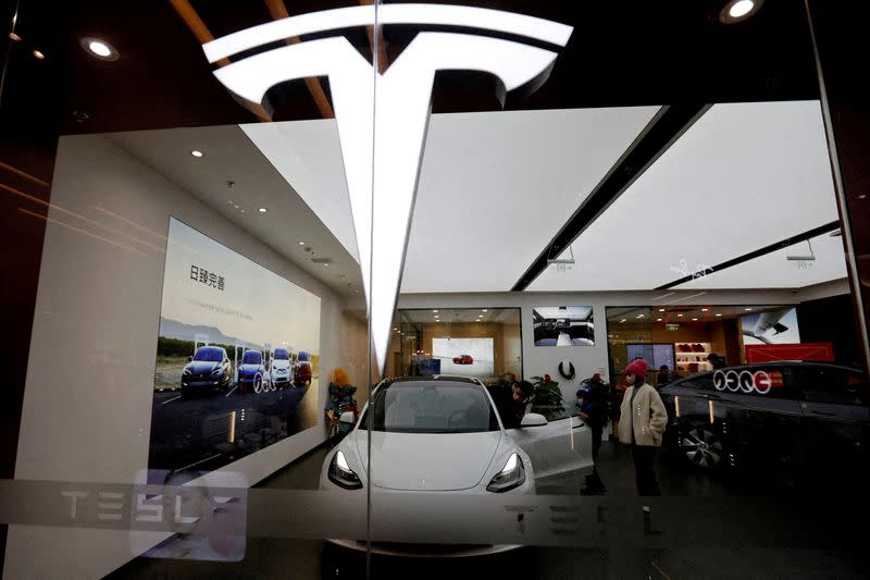 FILE PHOTO: Tesla showroom in Beijing