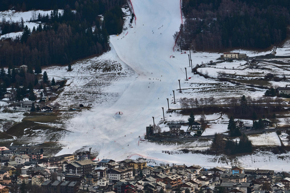 Una vista general de la pendiente de Stelvio en Bormio, Italia, uno de los lugares destinados a acoger deportes de los Juegos Olímpicos de Invierno Milán y Cortina d'Ampezzo 2026. (Foto: Mattia Ozbot/Getty Images)