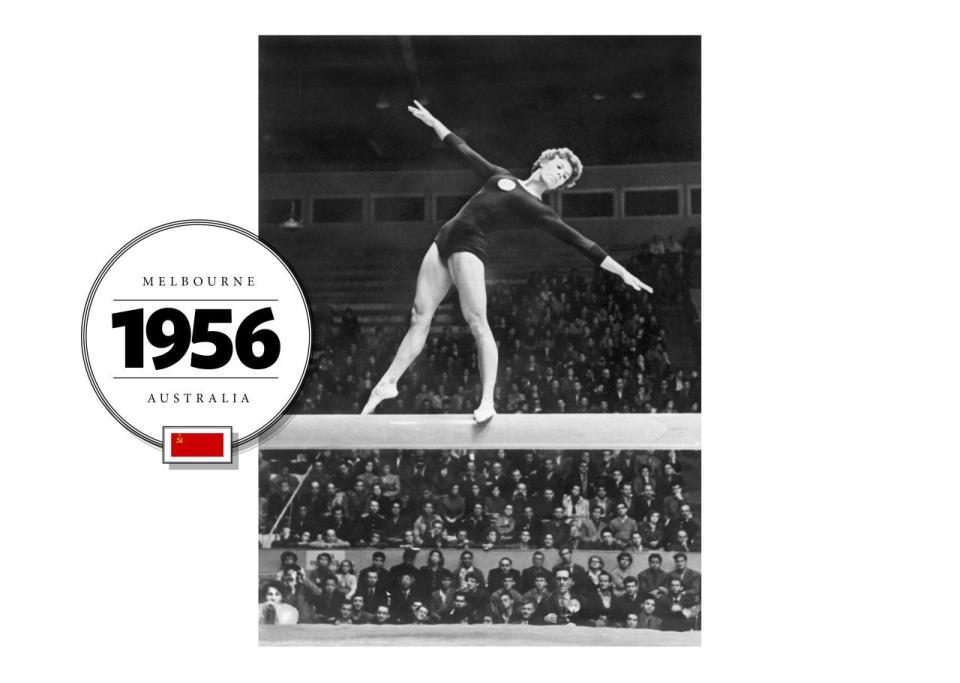 En 1956, Larisa Latynina de l'Union soviétique (la sportive olympique la plus décorée avant d'être détrônée par Michael Phelps en 2012) portait le justaucorps le plus moulant à l'époque.