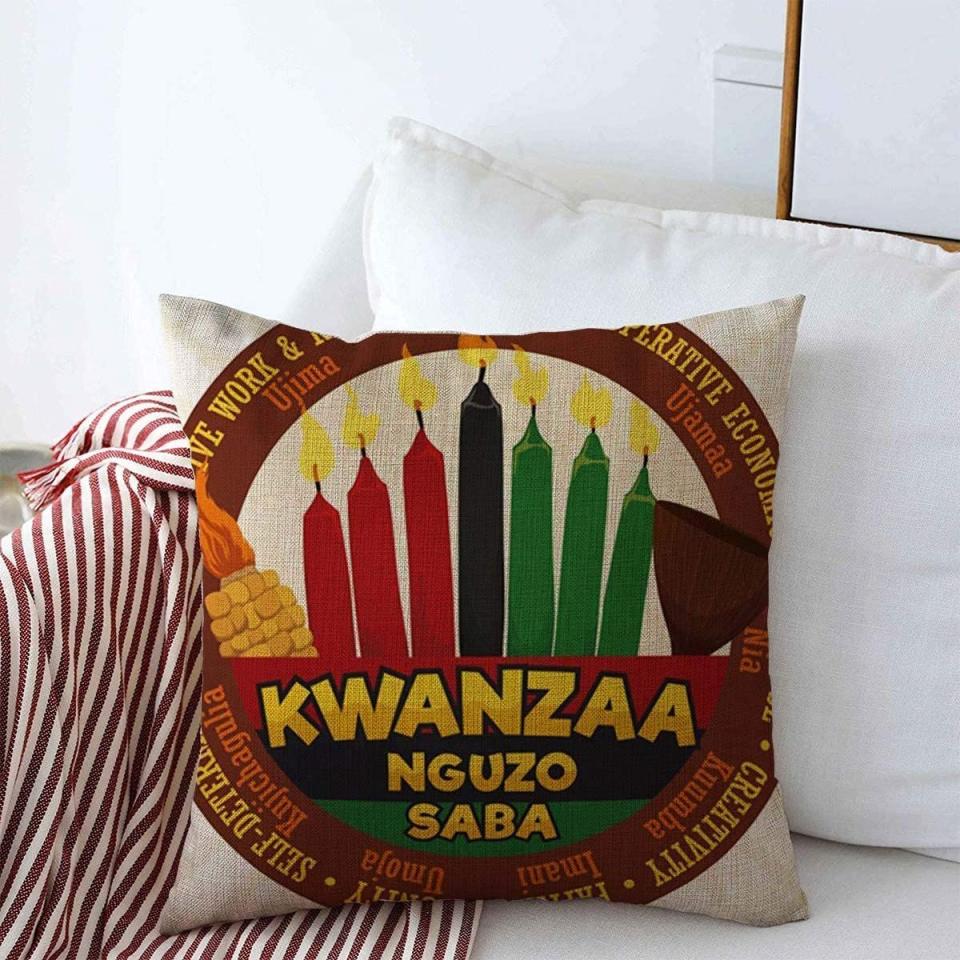 <p><strong>Staropor</strong></p><p>amazon.com</p><p><strong>$9.01</strong></p><p>You may not need any help remembering the <em>Nguzo Saba</em>, or the Seven Principles of Kwanzaa, but this linen throw pillow cover (which comes in three different size options) is still a great way to liven up your couch or bed this holiday season. </p>