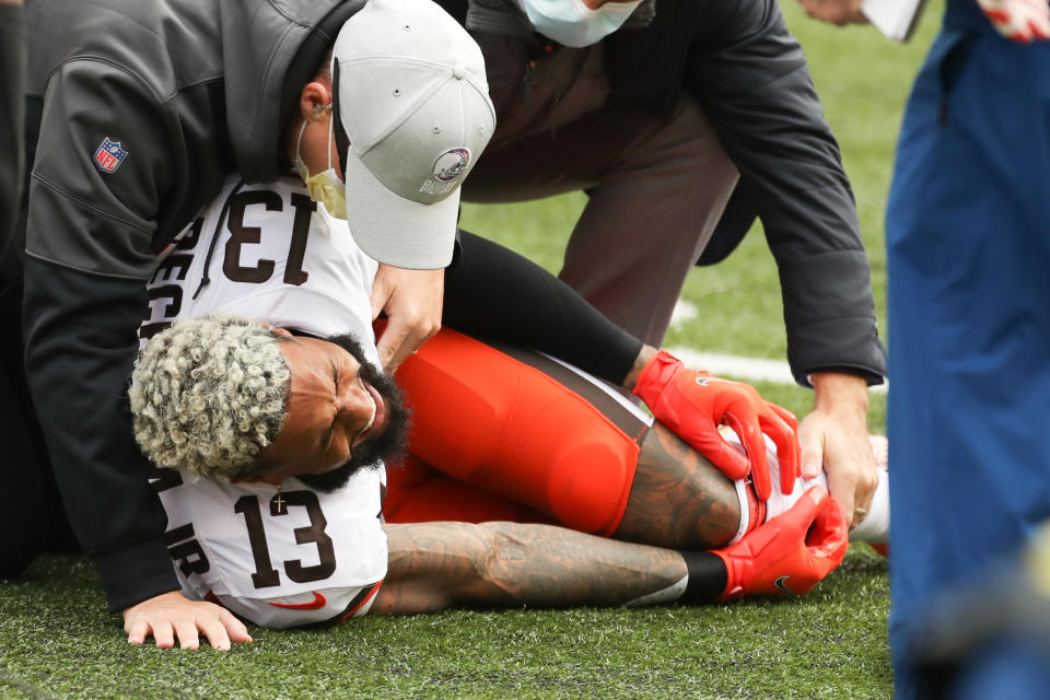 Odell Beckham Jr.'s season is over for the Cleveland Browns. (Photo by Ian Johnson/Icon Sportswire via Getty Images)