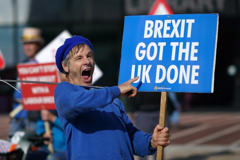 Anti-Brexit protester outside parliament (Getty)