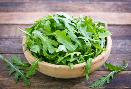 <span class="caption">Also known as 'arugula', rocket belongs to the same plant family as broccoli and kale.</span> <span class="attribution"><a class="link " href="https://www.shutterstock.com/image-photo/fresh-arugula-salad-179440466" rel="nofollow noopener" target="_blank" data-ylk="slk:pilipphoto/ Shutterstock;elm:context_link;itc:0;sec:content-canvas">pilipphoto/ Shutterstock</a></span>