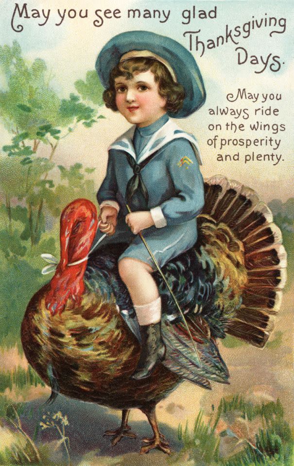 Vintage illustrations as Thanksgiving greetings