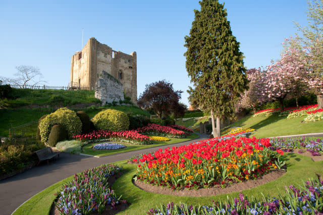 Ruined castle in English garden