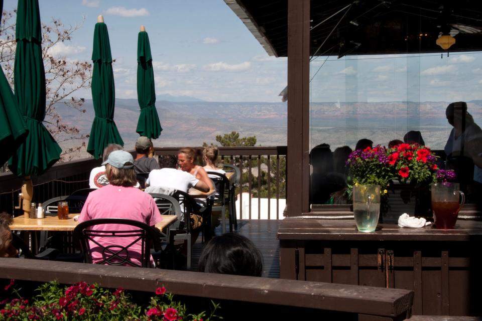 The patio views at The Haunted Hamburger in Jerome make for a unique experience.