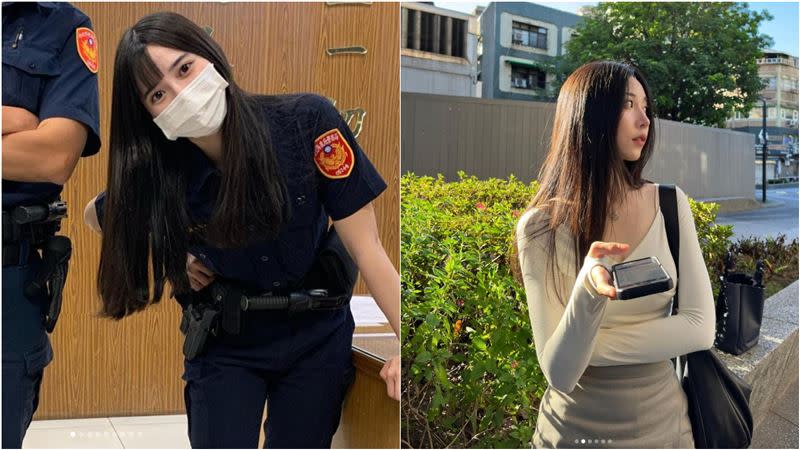 女警脫下制服後成熟性感，是截然不同的風格。（圖／翻攝自w03w2328 IG）