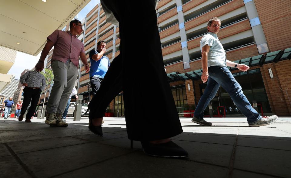 Pedestrians walk on Regent Street in Salt Lake City on Wednesday, May 31, 2023. | Jeffrey D. Allred, Deseret News