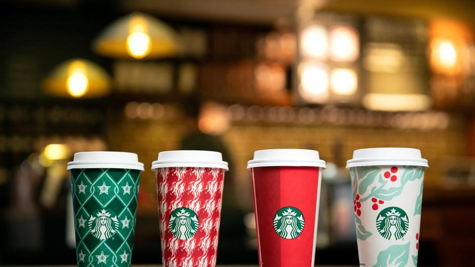 starbucks 2018 holiday cups shown on thursday, october 25, 2018 in seattle joshua trujillo, starbucks