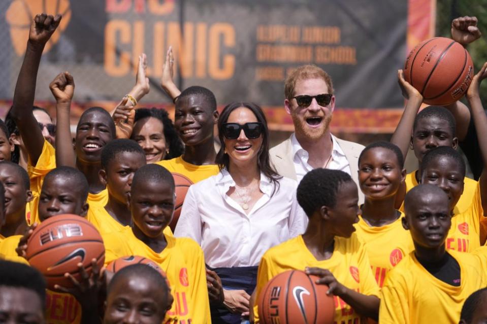 The Sussexes were invited to Nigeria by the West African country’s chief of defense staff. AP