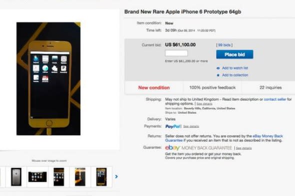 eBay listing of iPhone prototype