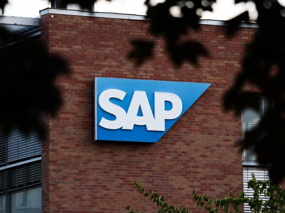 SAP logo is seen on an office building in Budapest, Hungary on July 28, 2022.