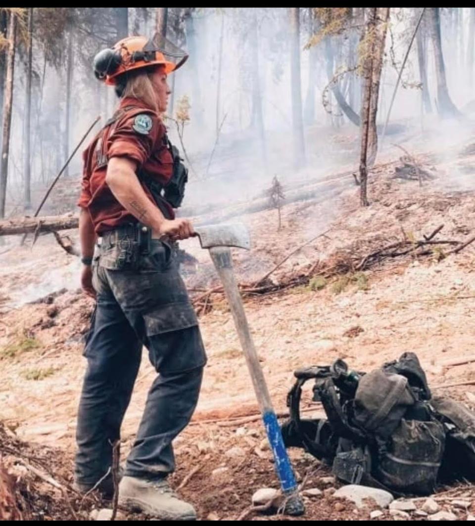 Twenty-one-year-old Alli Schroder is a crew member with the British Columbia Wildfire Service.