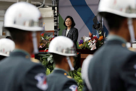 Taiwan President Tsai Ing-wen gives a speech during the National Day celebrations in Taipei, Taiwan, October 10, 2017. REUTERS/Tyrone Siu