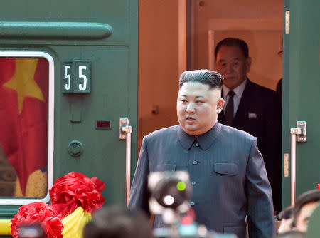 North Korea's leader Kim Jong Un arrives at the border town with China in Dong Dang, Vietnam, February 26, 2019. REUTERS/Stringer