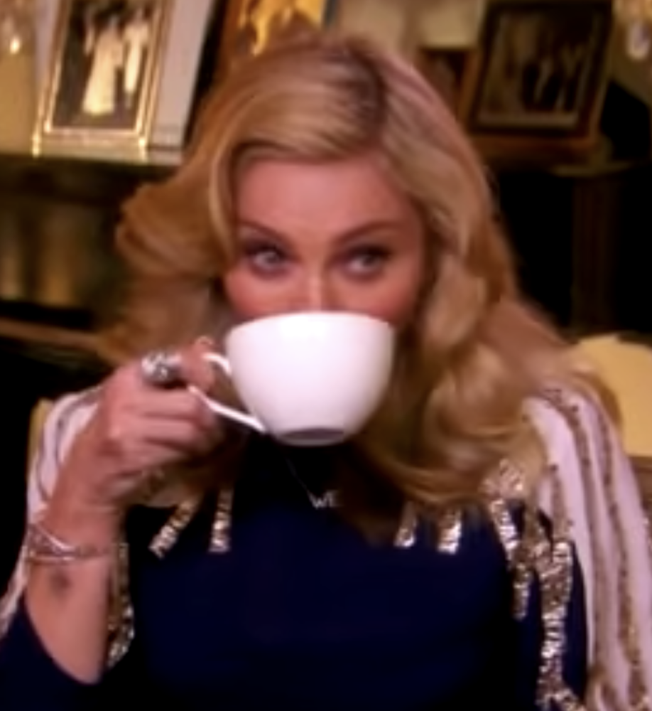 Madonna sipping a cup of coffee/tea on "Nightline"