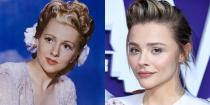 <p>Both Joan Fontaine and Chloë Grace Moretz started acting as children, but it's their high cheekbones and sharp chins that give them even more in common.</p>