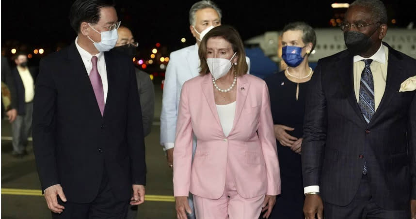 裴洛西（Nancy Pelosi）抵台。（圖／達志／美聯社）