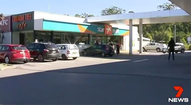 The service station where the trio were found. Source: 7 News