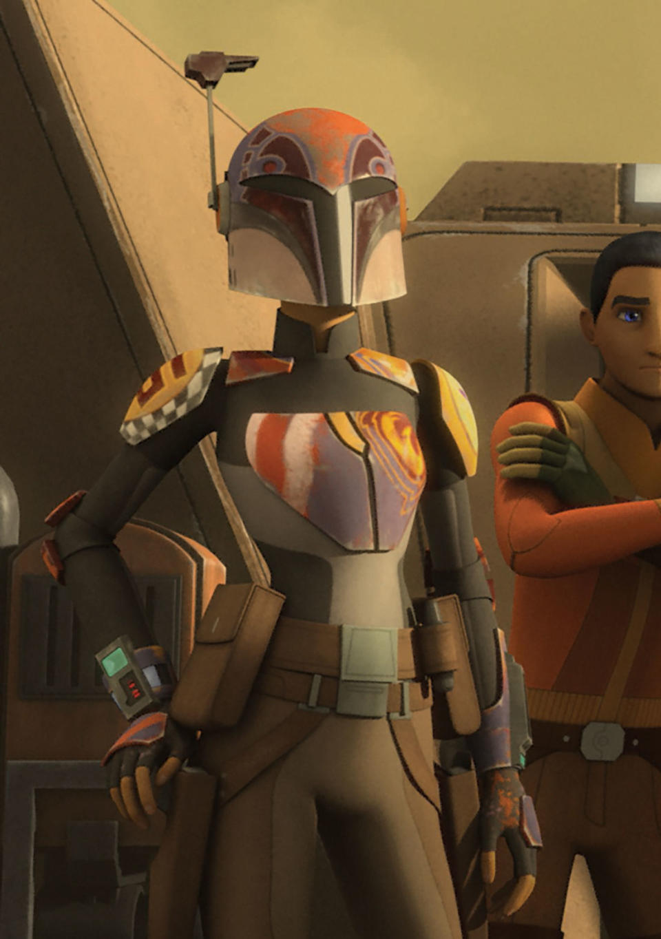 Sabine Wren (voiced by Tiya Sircar) is a 16-year-old Mandalorian graffiti artist in <em>Star Wars Rebels.</em> (Photo: Disney XD)