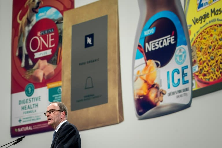 Le PDG de Nestlé, Ulf Mark Schneider, lors de l'assemblée générale des actionnaires du géant suisse de l'alimentation Nestlé à Ecublens, près de Lausanne, le 18 avril 2024 (Fabrice COFFRINI)