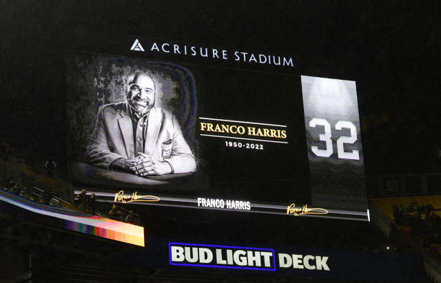 Franco Harris retired jersey display by Pittsburgh Steelers